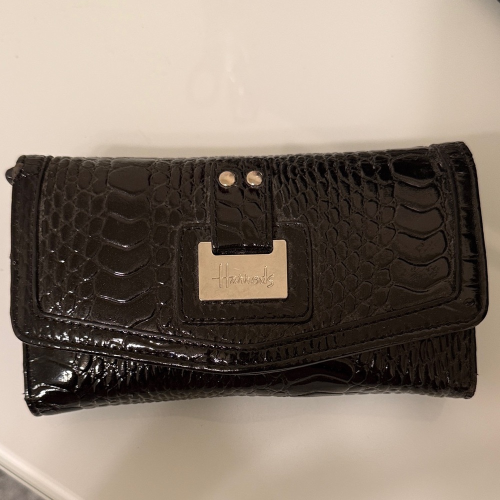 Harrods Black Croc-Embossed Wallet
